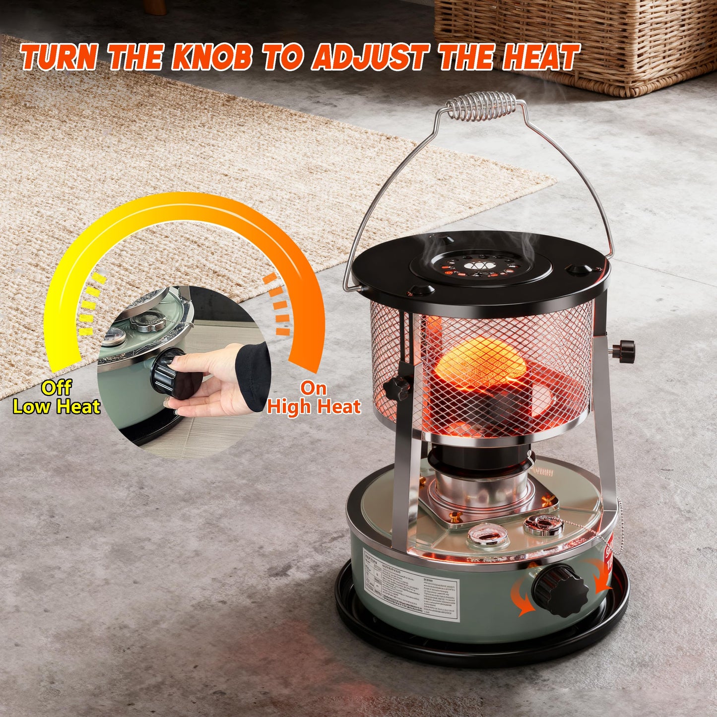 Kerosene Heater, Kerosene Heaters for Indoor Use, Portable Non Electric Stove for Camping, Outdoor, Home, Cooking, Garage, Emergency Oil Heater (4.5L, Blue)