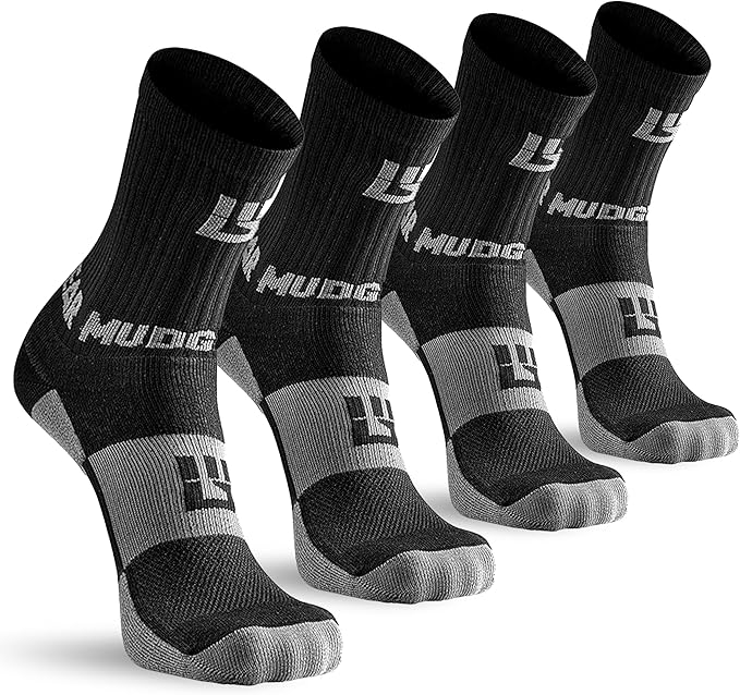 MudGear Crew Length Hiking Socks - Mid-Calf Trekking Socks - Non-Wool Wilderness Hiking Socks - Men and Women - 2-Pack