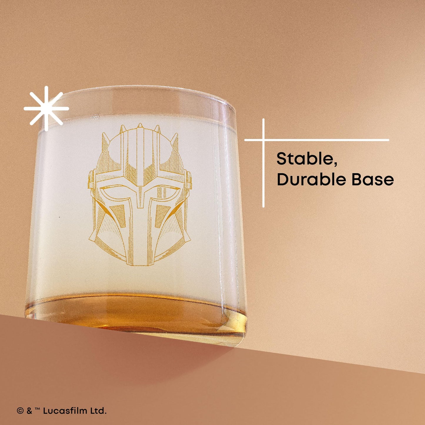 JoyJolt Star Wars The Mandalorians Short Drinking Glasses Set of 4, 10 oz Lowball Glasses ft Mandalorian Helmet Designs, Coffee and Water Tumbler Cups, Star Wars Gifts for Men, Women, and Adults