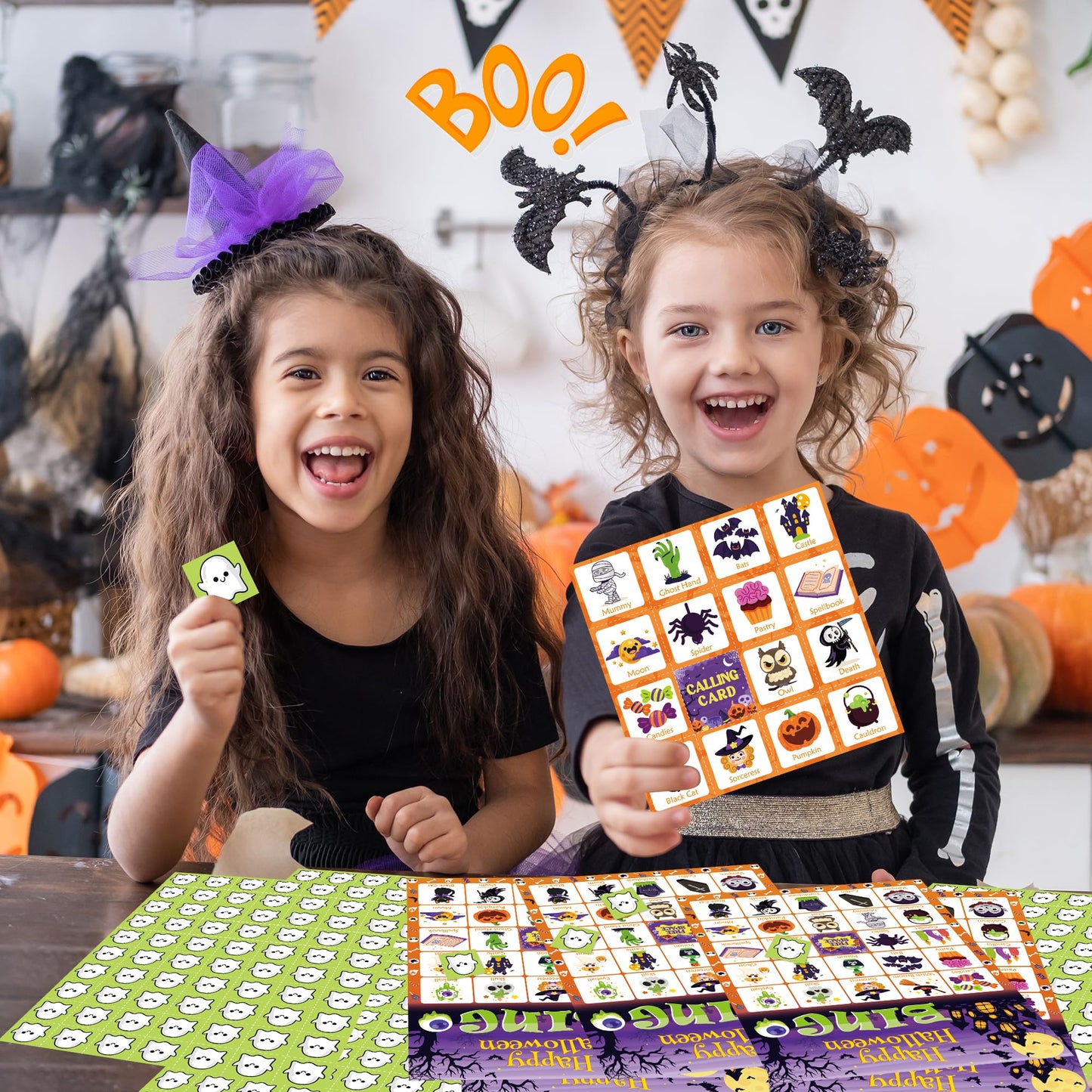 OHOME Halloween Games - Halloween Bingo for Kids | Halloween Party Favors - 24 Players Halloween Toys Gifts Party Supplies | Halloween Crafts Accessories Treats Activities for Family
