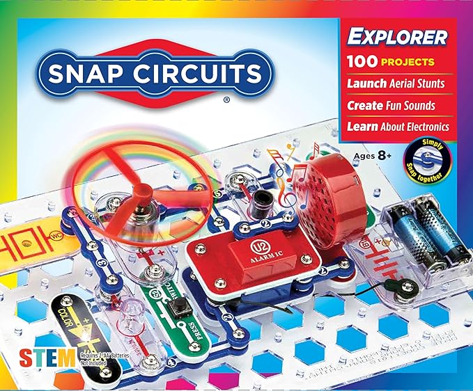 Snap Circuits Jr. SC-100 Electronics Exploration Kit, Over 100 Projects, Full Color Project Manual, 28 Parts, STEM Educati...