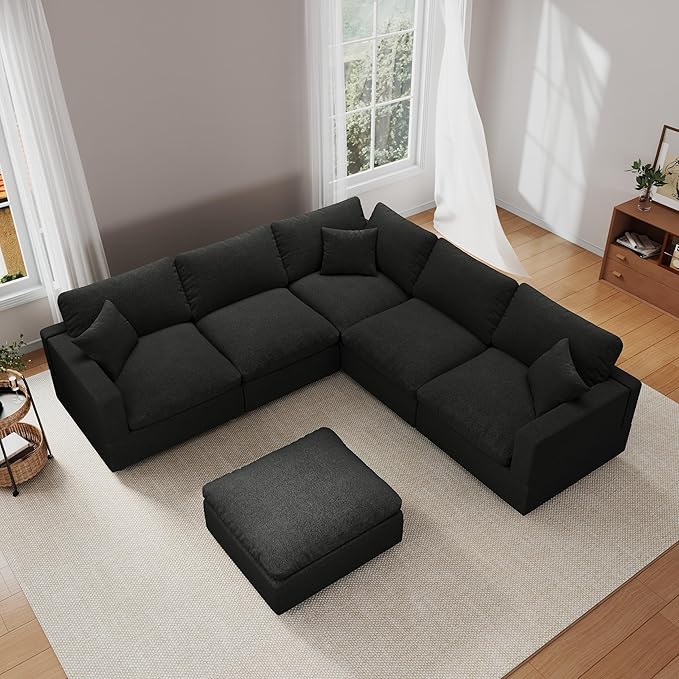 Modular Sectional Sofa Couch for Living Room, Convertible Upholstered Comfy Couches Deep Seat Sofa | Removable & Washable Cushion Covers, Filled with Down Cotton | Free Combination Sleeper Sofa Bed