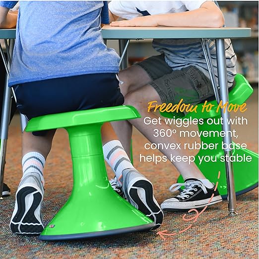 ECR4Kids ACE Active Core Engagement Wobble Stool, 15-Inch Seat Height, Flexible Seating, Grassy Green