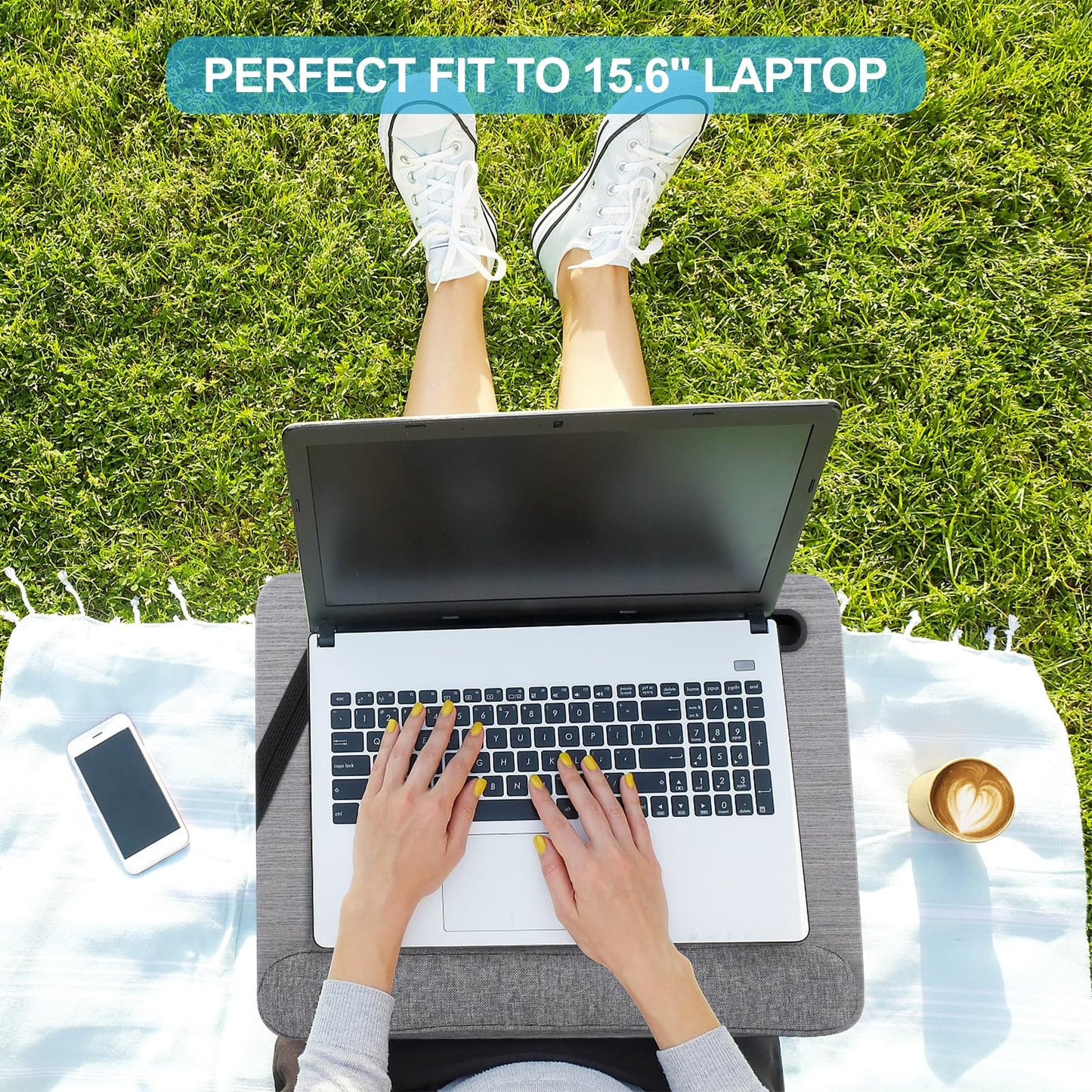 Cloudtrip Portable Lap Desk with Cushion and Storage Bag - 15.6 in Laptop Storage Home Office Workstation for Couch or Bed, Computer Laptop Stand