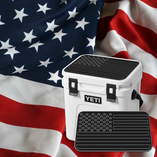 USATuff SeaDek EVA Mat Cooler Pad fits YETI 24 Roadie | Peel & Stick Application | Non Slip Comfort Accessories - US Flag (Black-StormGray)