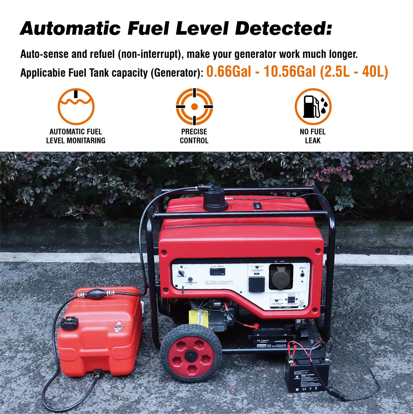 YueHeLe 12V DC Gasoline Fuel Pump for Generators,Automatically Pump fuel, Universal Fit with 3 Adapters, Non-stop running the generator