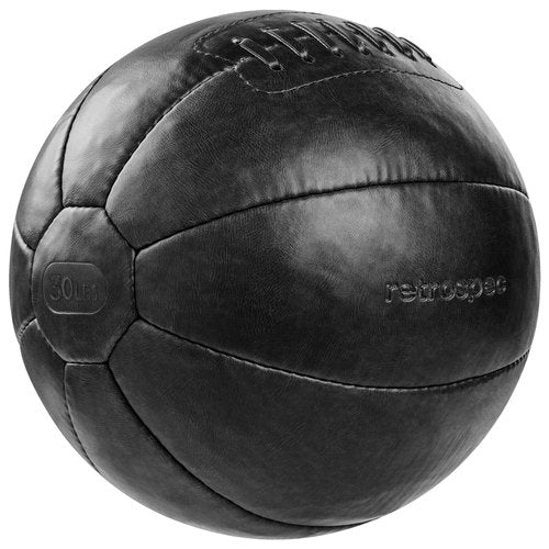 Retrospec Core Weighted Medicine Ball 4, 6, 8, 10, 12, 14, 16, 20, 25, 30 lbs, Soft Touch Vegan Leather with Sturdy Grip for Strength Training, Recovery, Balance Exercises and Other Full-Body Workouts