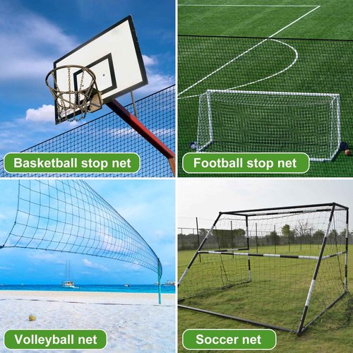 Soccer Net,Heavy Duty Nylon Netting Soccer Ball Stop Netting,Easy to Install Soccer Sport Netting Barrier with Rope and Buckles, Soccer Practice Sports Netting 10ft/15ft/20ft/30ft/40ft