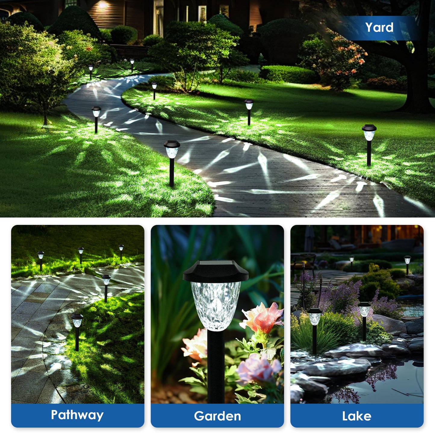 GIGALUMI 12 Pack Solar Lights Outdoor, Solar Pathway Lights with Great Pattern, Waterproof Auto On/Off Solar Powered Light for Outside Yard Garden Walkway Driveway Lawn Pathway