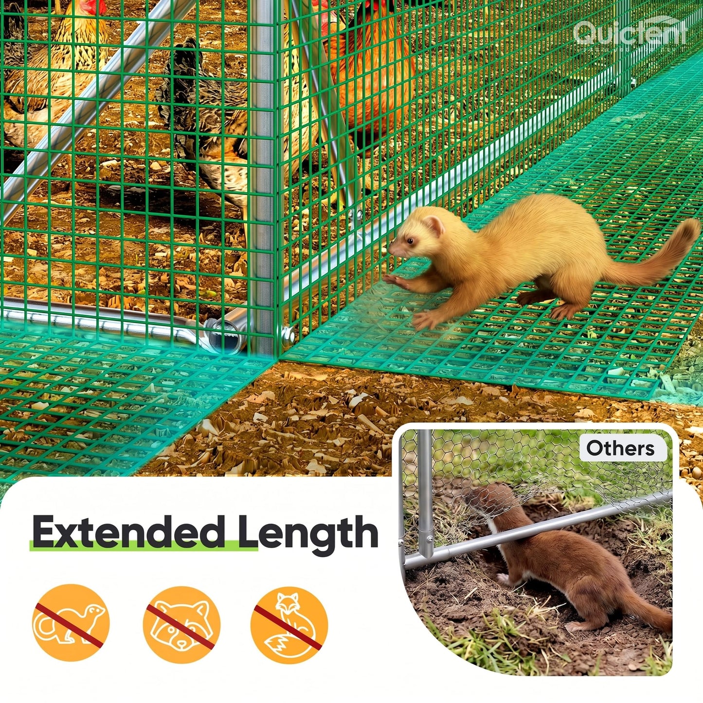 Quictent Advanced Series 12x9 ft Metal Chicken Coop Run with Climbing Ladder, Large Walk-in Outdoor Poultry Cage Heavy Duty Predator Proof Hen Duck Rabbit Farm Pen House, Waterproof Anti-UV Cover