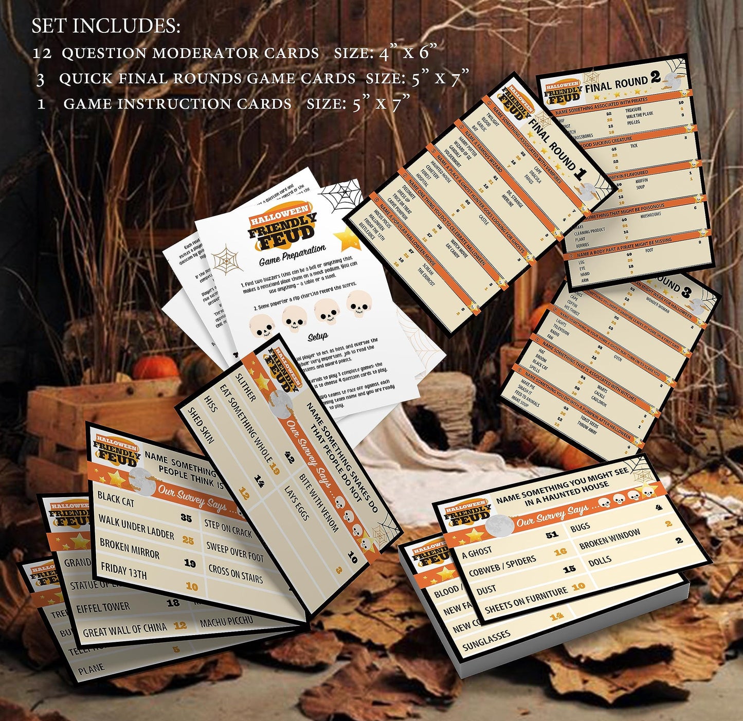 Halloween Friendly Feud Game, Family Game Night, Trivia Quiz, Halloween Trivia, Office, Group, Fun Feud for Family -WC01