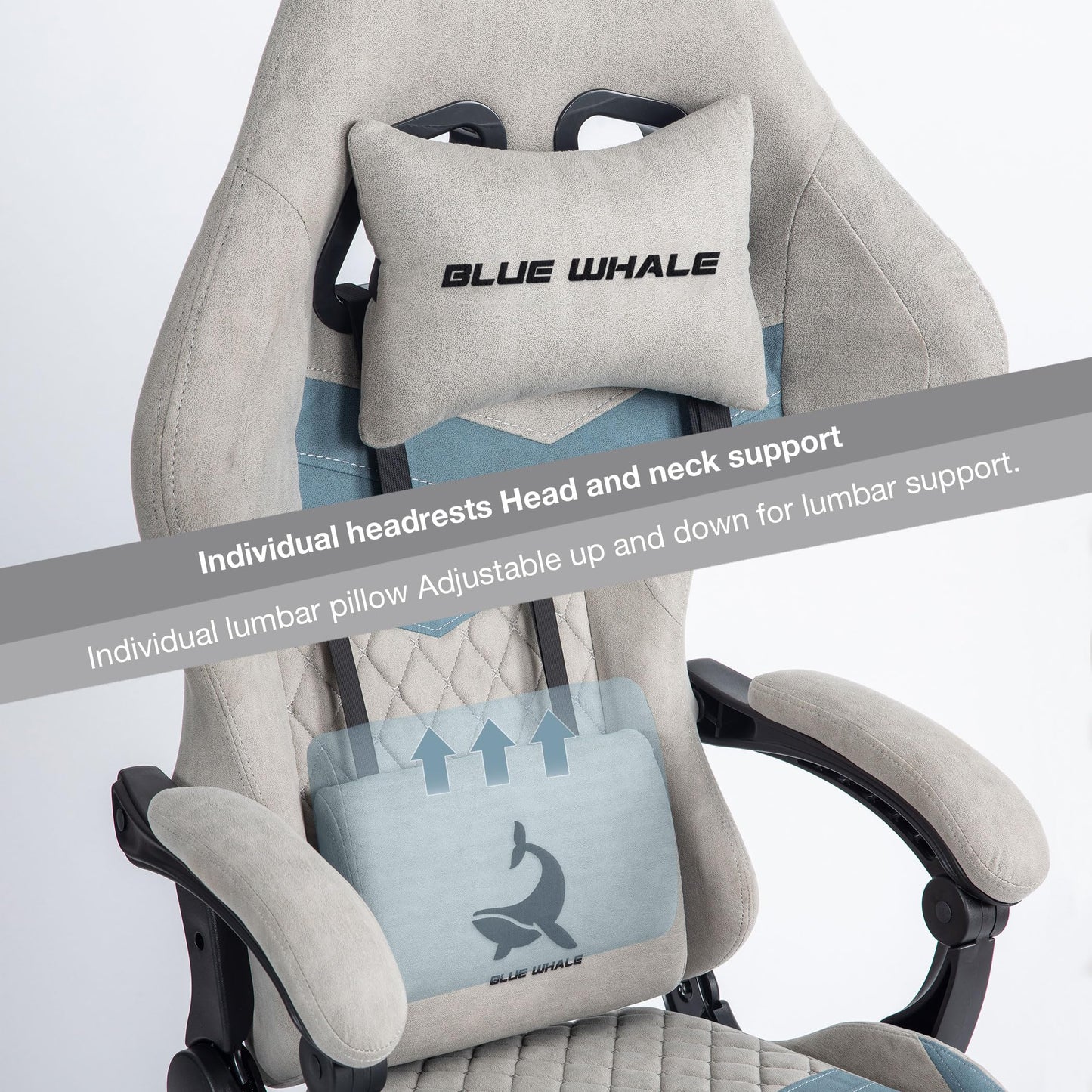 Blue Whale Gaming Chair for Adult 350lbs Computer Chair with Adjustable Lumbar Support Headrest and Footrest Large Size Reclining Gaming Chair Big and Tall Linkage Armrest