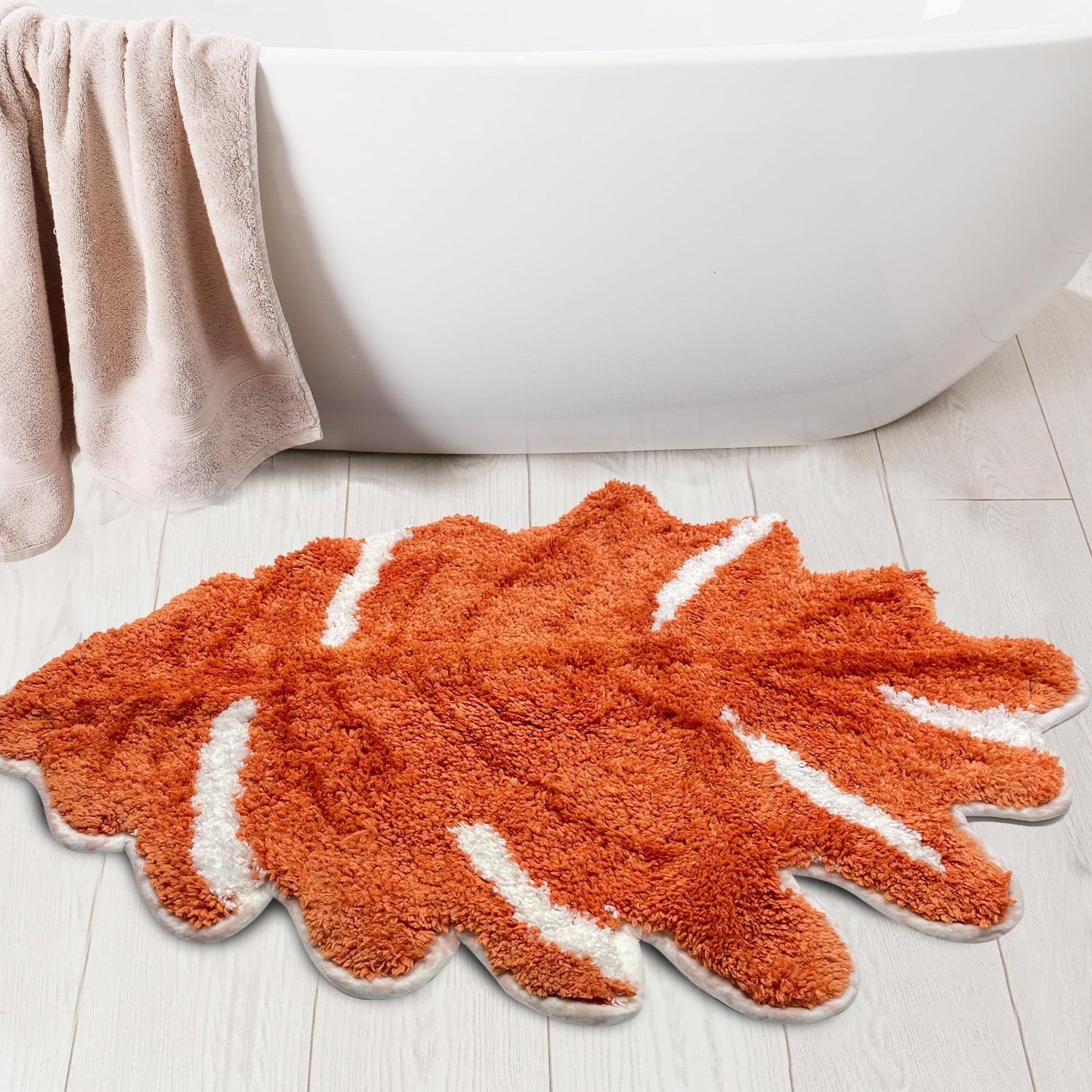 Hexagram Fall Bathroom Rugs, Fall Bathroom Decor, Autumn Maple Leaf Rugs, Farmhouse Decorations for Home, Non-Slip 18x28 Inches