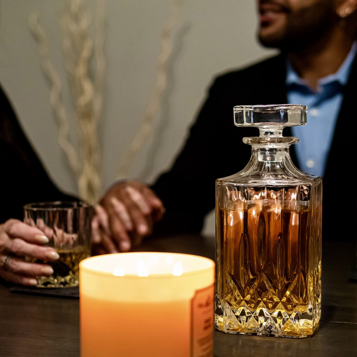 LIGHTEN LIFE Whiskey Decanter Set with Bar Accessories,Crystal Whiskey Decanter and Glass Set in Gift Box,Non-Lead Bourbon Decanter Set for Rum Scotch,Wedding Anniversary Birthday Gift for Men Him Dad