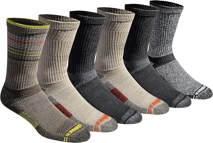 Eddie Bauer mens Dura Dri Moisture Control Crew Socks, 6 Or 12 Pairs