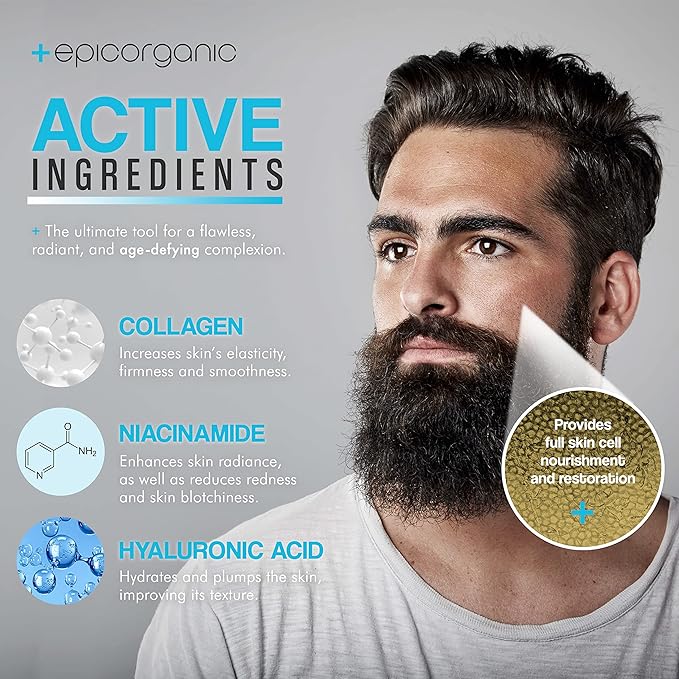 Epic Organic Age Defense | Men's Face Moisturizer | Anti-Aging Cream with Hyaluronic Acid, Collagen | Day and Night Facial Skin Care | Anti Wrinkle Face Cream | 1.7 oz