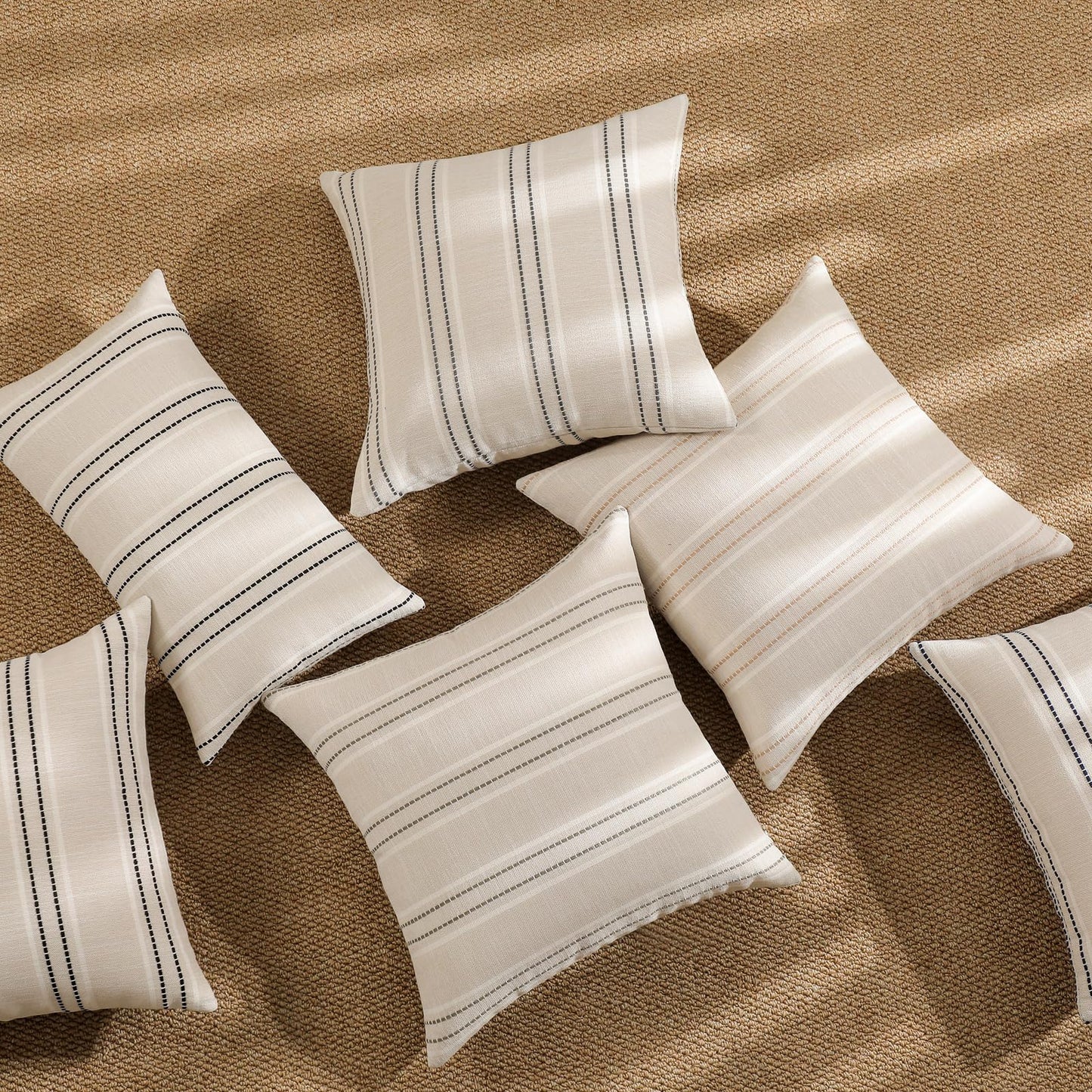 Hckot Throw Pillow Covers 20x20 Set of 2 Striped Pillow Covers Textured Linen Decorative Pillows Square Cushion Covers for Sofa Couch Bed Living Room Farmhouse Decor, Grey