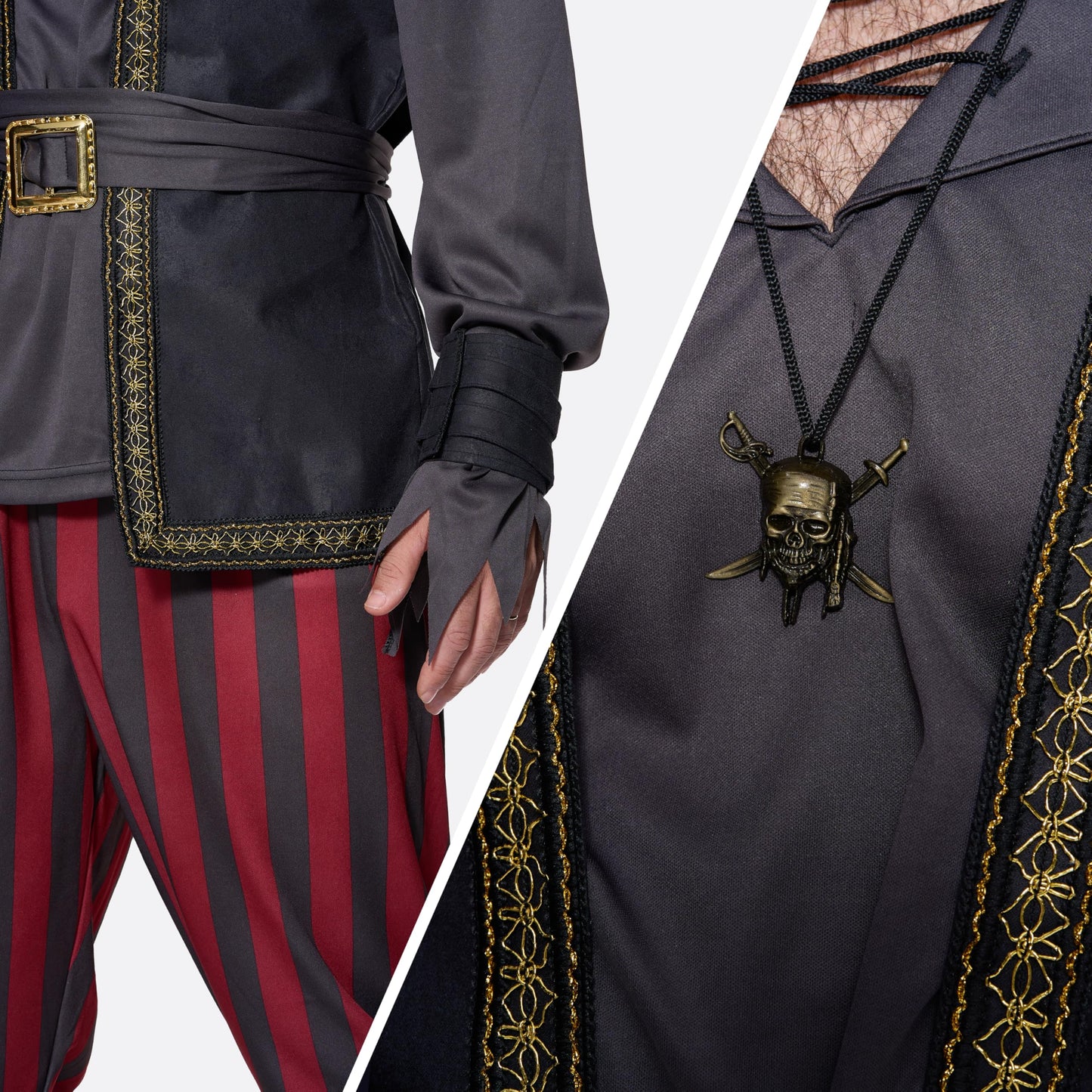 Spooktacular Creations Men Pirate Costume Ruthless Renegade Pirate Set with Boot Cover for Halloween Costume Cosplay Party -XL