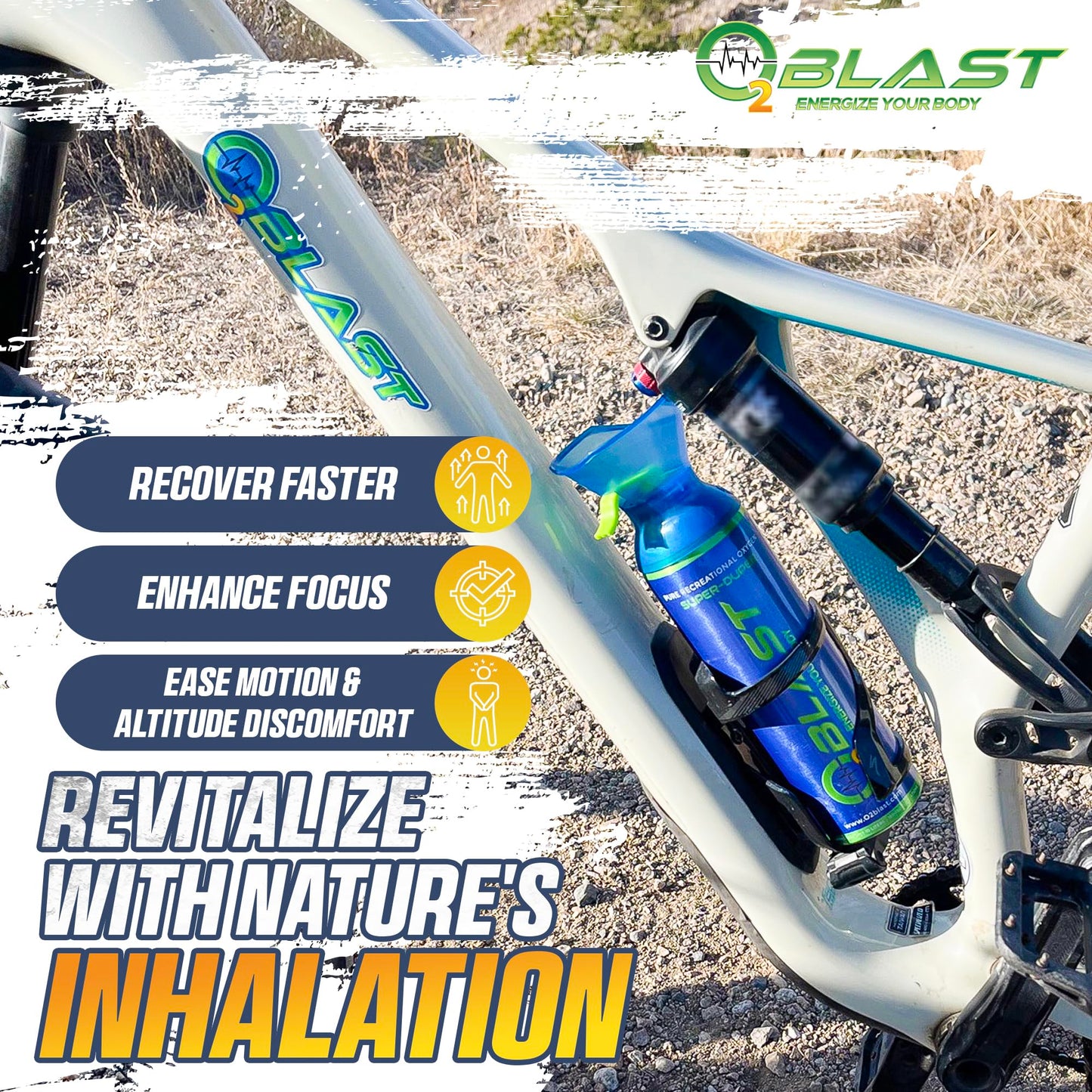 O2 Blast - Pure Oxygen Supplement, Portable Can Filled with 99.99% Pure Oxygen with Custom Breathing Mask, Energy, Performance, Fast Recovery Time, Ideal for High Altitude & Sports - 10L, 10-Pack