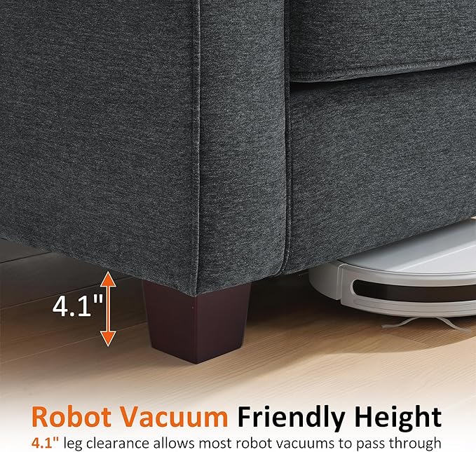 MCombo 67.7" Loveseat Sofa, 2-Seater Small Couch for Small Spaces, Classic Rolled Arm Upholstered Sofa with Solid Wood Legs for Living Room, Removable Cover, Chenille Fabric VE730 (Dark Grey)