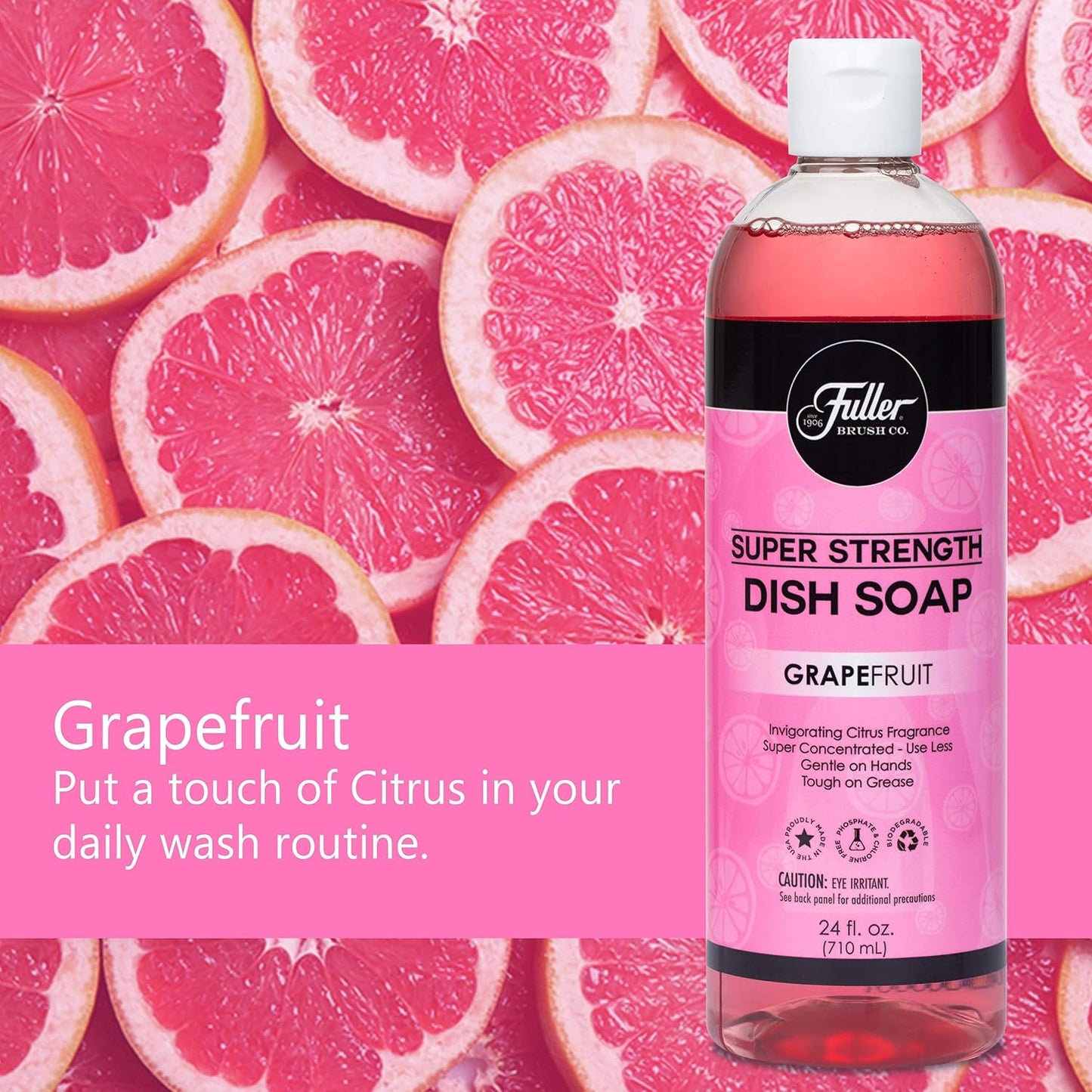 Fuller Brush Super Strength Dish Soap ? Economical ? Use Much Less ? For Dishes, Glasses, Silverware, Utensils, Pots, Pans, Countertops, Tables ? Invigorating Fragrance (Grapefruit) 2 Pack