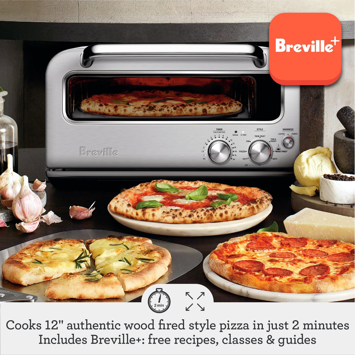 Breville BPZ820BSS Smart Oven Pizzaiolo Countertop Pizza Maker, Brushed Stainless Steel
