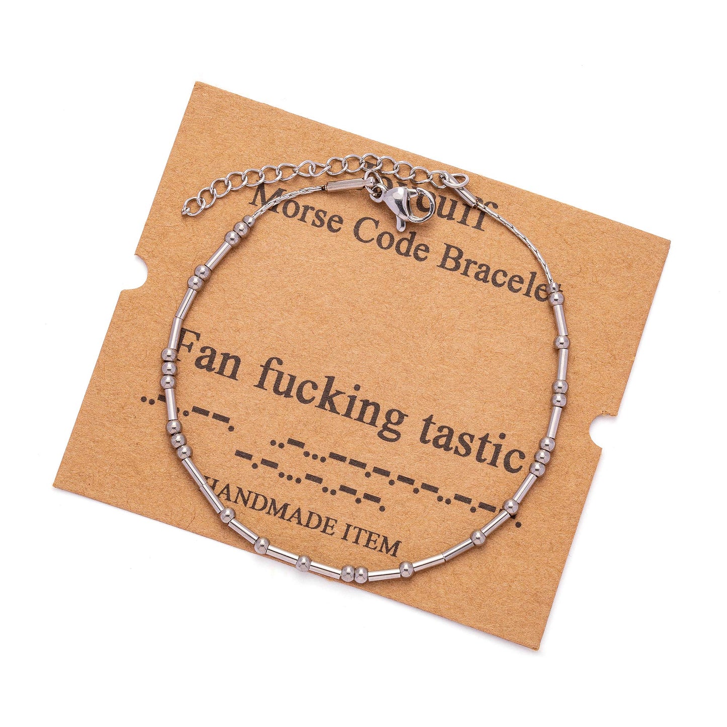 Morse Code Bracelets for Women Fan Tastic Funny Inspirational Jewelry Christmas Birthday Gifts for Her Mom Daughter Sister Best