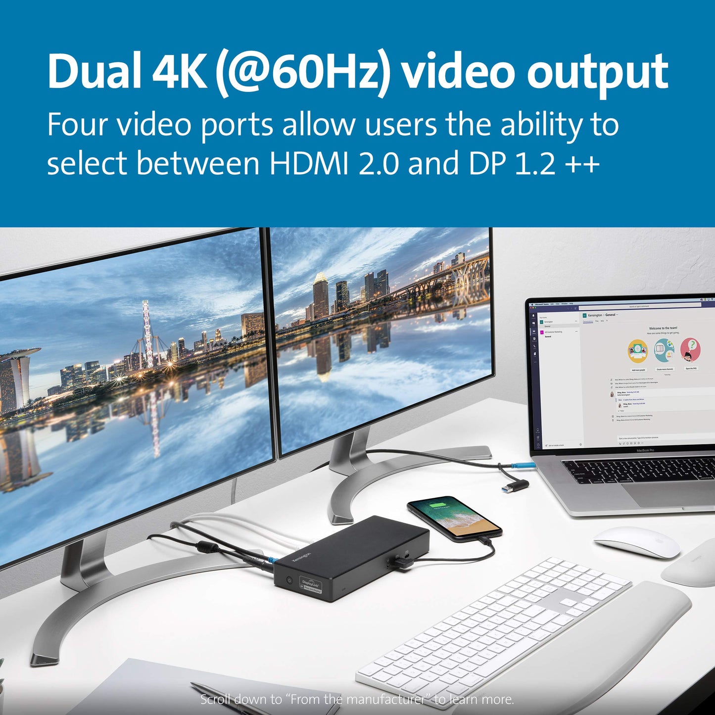 Kensington Sd4780P Displaylink Usb-C Docking Station For Windows, Macbooks Ane Surface - Dual 4K Video, 100W Pd (K33620Na)