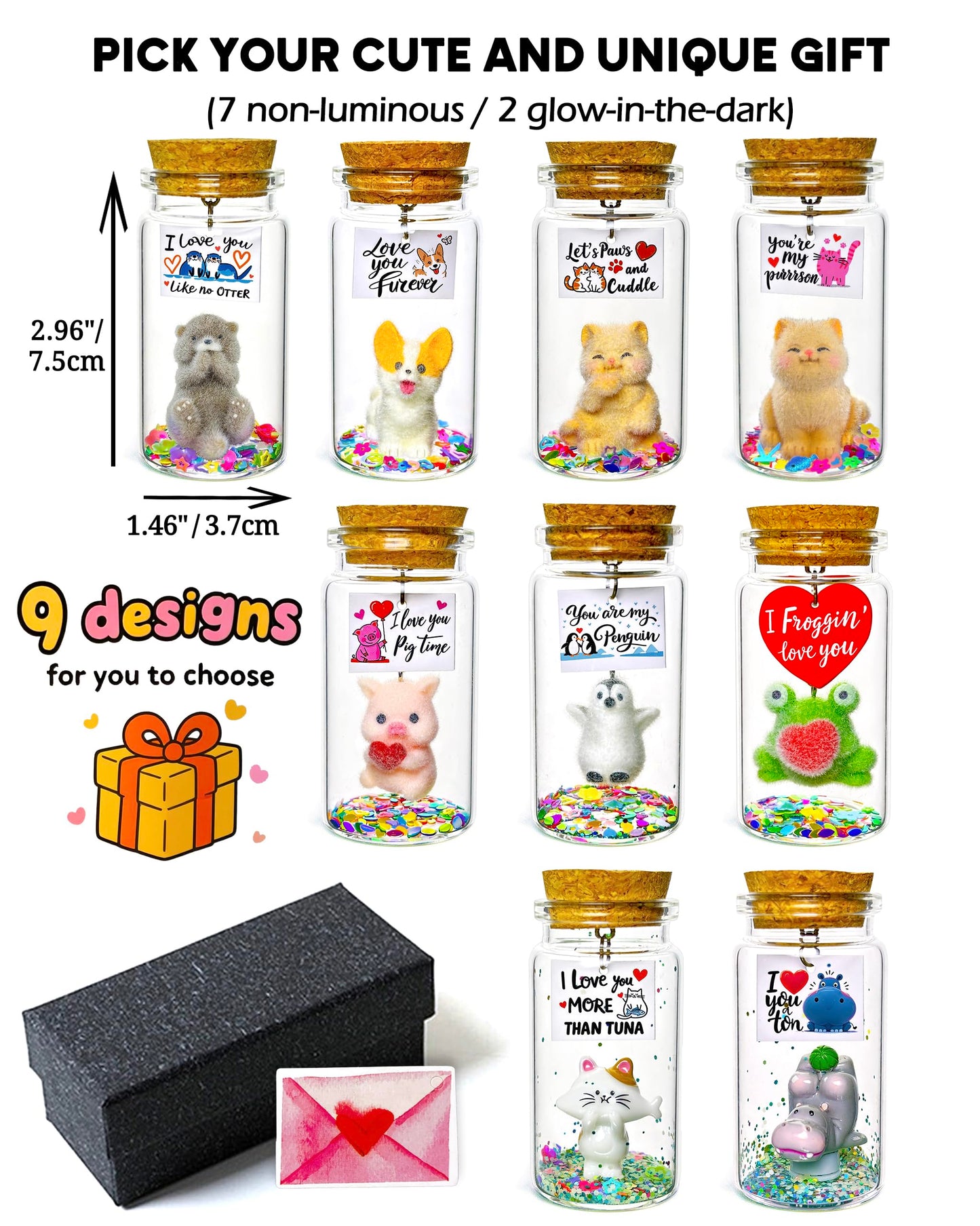 Anniversary I Love You Presents for Him Her, Cute Romantic Message in Glow Bottle Gift to Boyfriend Girlfriend, Funny Valentines Christmas Birthday Gifts Husband Wife (Cat, I Love You More Than Tuna)