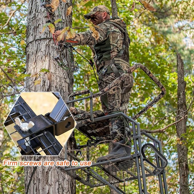 SFNSM 16"x 6.7" Treestands Footrest Kit, Heavy Duty Metal Climbing Treestand Platform Footrest Kit for 0.8"-1" Square Tube Bracket, Climbing Tree Stand Accessories for Outdoor Hunting Standing Safety