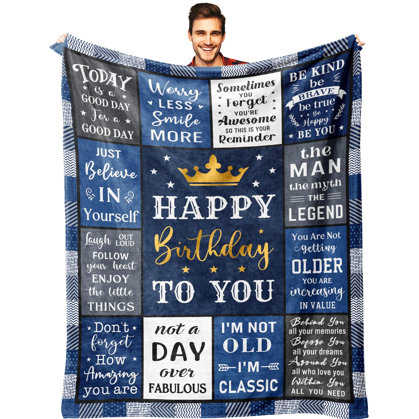 Ryubein Birthday Gifts for Men, Mens Birthday Gift Ideas, Men Gifts for Birthday, Cool Birthday Gifts for Man Him Dad Husband Boyfriend Brother Son, Happy B-Day Present for Man Blanket 50" X 60"