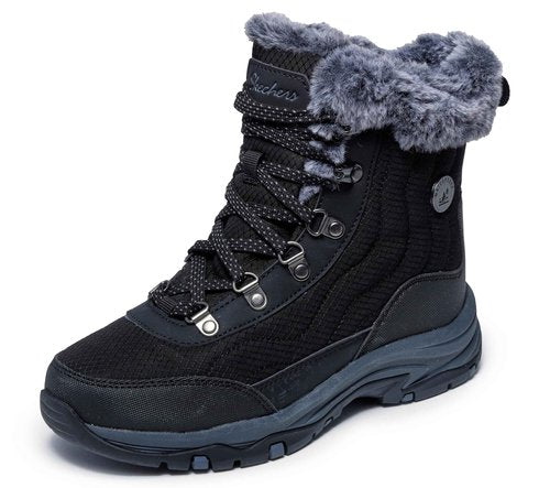 Skechers Women's TREGO - STORMIE waterproof boot, Black/Black, 10 M