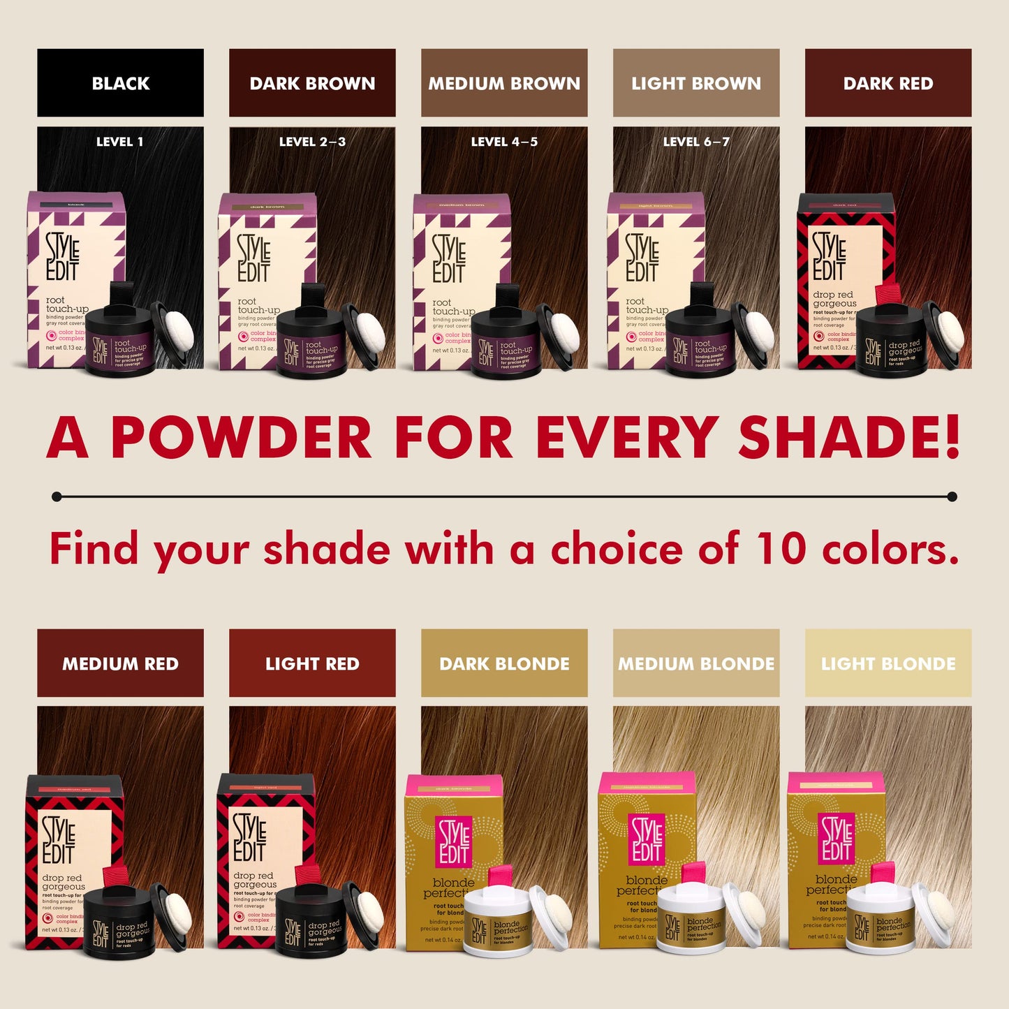 Root Touch Up Powder by Style Edit | Dark Red Hair Color Coverage | Mineral-Infused Hairline Concealer for Grays and Roots | 0.1