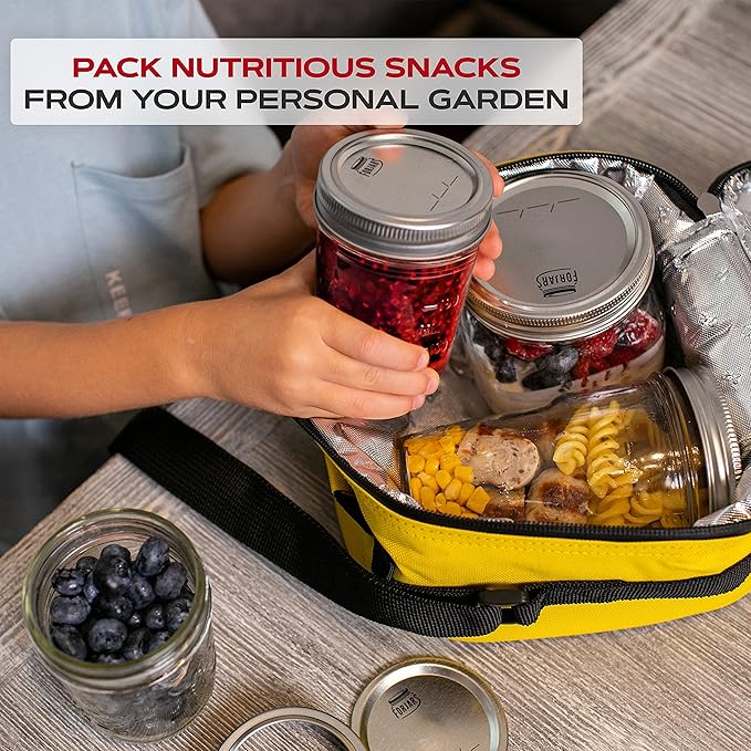 FORJARS - Wide Mouth Canning Lids, 100-Pack – Create Airtight Seals on Mason Jars to Preserve Food for Meal Prep & Emergency Food Storage – 3.4 In. Metal Lids with Silicone Seals – Canning Supplies