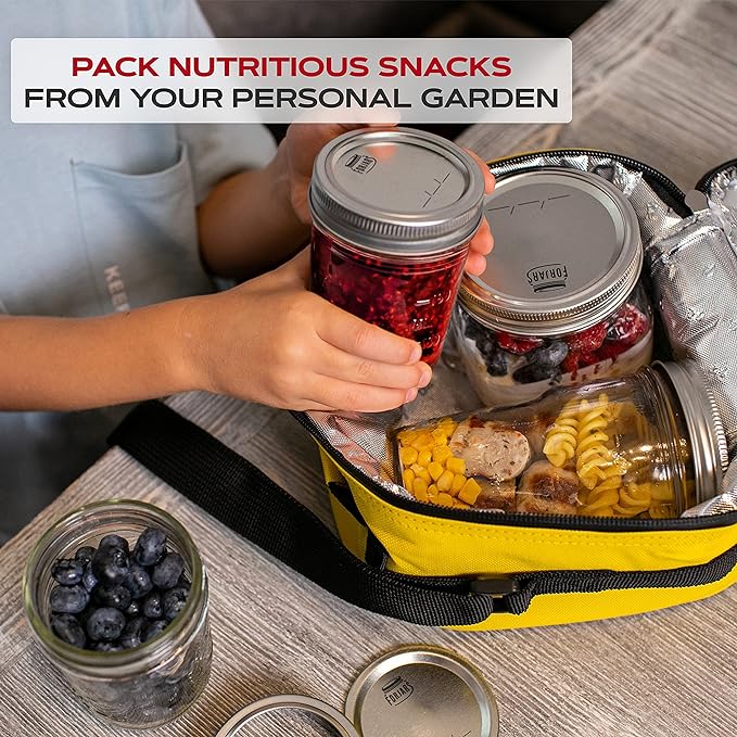 Wide Mouth Canning Lids, 50-Pack – Create Airtight Seals on Mason Jars to Preserve Food for Meal Prep & Emergency Food Storage – 3.4 In. Metal Lids with Silicone Seals – Canning Supplies by FORJARS