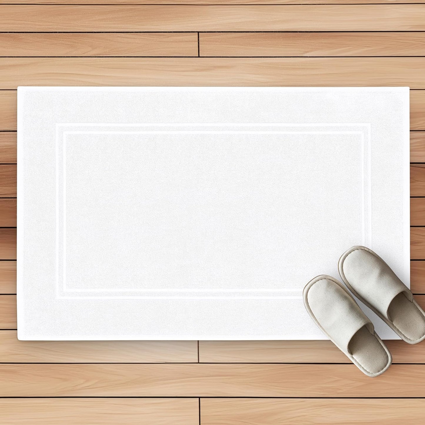 Tens Towels Pack of 2 Bath Mats 100% Cotton, 20 x 32 Inches, Super Absorbent, Hotel Quality Premium Floor Towels, Luxurious, Soft & Quick Dry, Not a Bathroom Rug, White