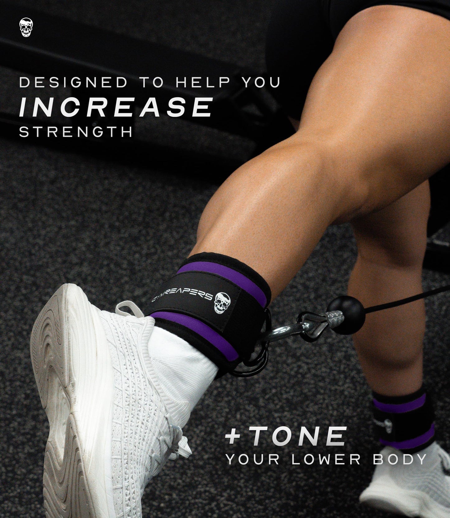 Gymreapers Ankle Straps (Pair) For Cable Machine Kickbacks, Glute Workouts, Lower Body Exercises - Adjustable Leg Straps with Neoprene Padding (Purple, Pair)