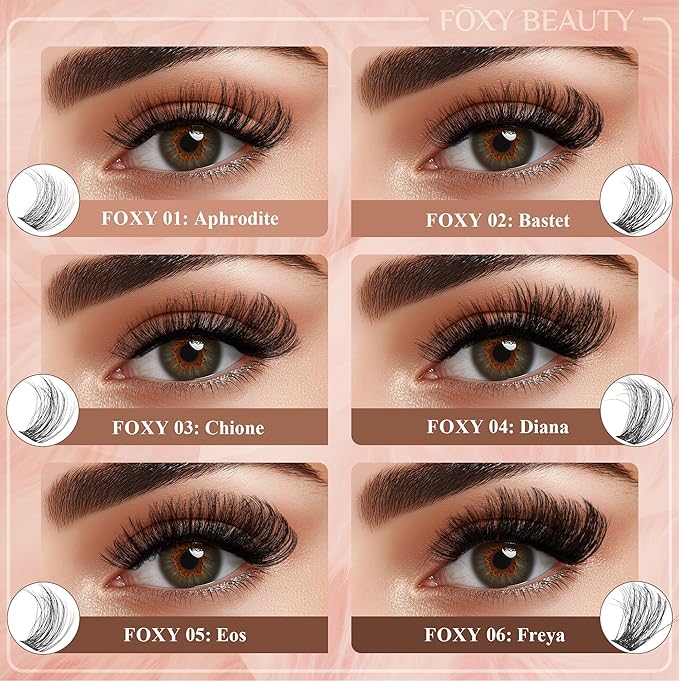 Foxy Beauty Lash Clusters Kit - 432Pcs Fluffy Eyelash Extension Kit 12-20mm D Curl Clusters Soft Comfortable With Bond Seal Remover Applicator