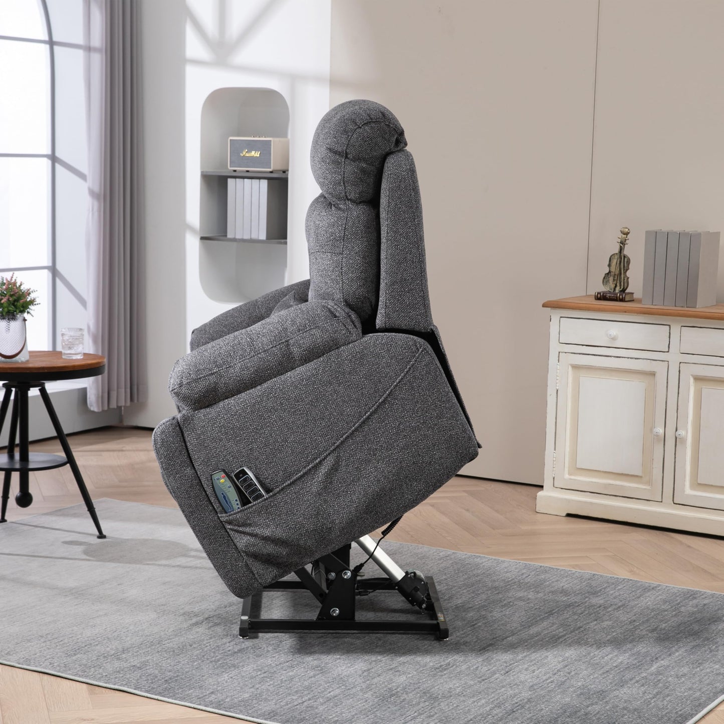 4 Motors Oversized Electric Lift Chair Power Recliner Sofa Chair for Adults with Massgae,Heat and Hidden Cup Holders, 180° Infinite Electric Reclining Armchair Comfy for Living Room, Bedroom,Office