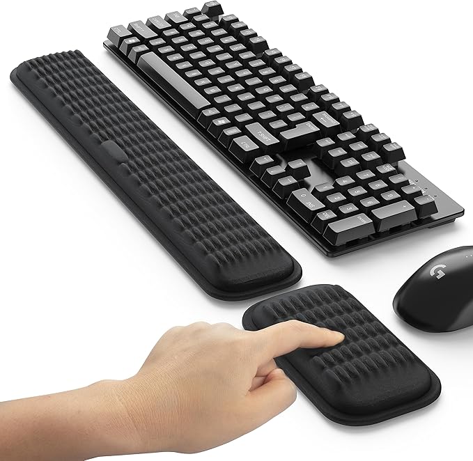 MEKASS Ergonomic Wrist Rest for Keyboard and Mouse, Soft Memory Foam Keyboard Wrist Rest Set with Non-Slip Silicone Base, ...