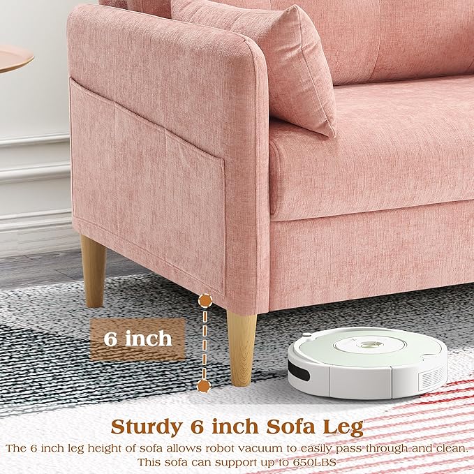 Hanherry Loveseat Sofa, 47” Small Couch for Living Room, Chenille Fabric Love Seat Comfy Sofa for Bedroom with Throw Pillow,Removable Cushion Cover,Couches for Small Space,Apartment,Dorm