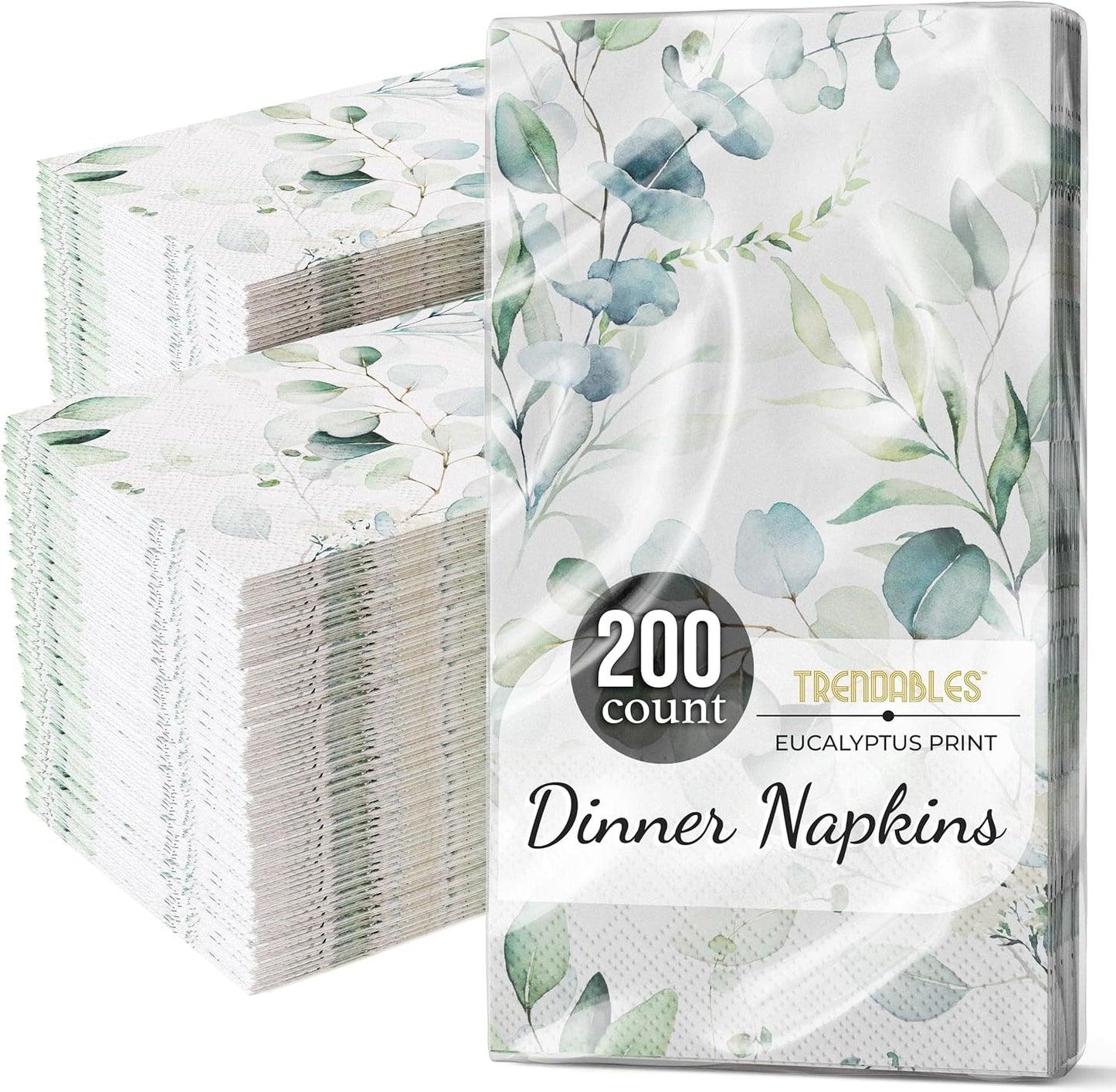 Trendables Sage Green Napkins for decoupage 200 Pcs 3 Ply Eucalyptus Napkins Decorative Guest Towels Disposable Bathroom, Flower Design For Tea Party Decorations, Dinners & Weddings