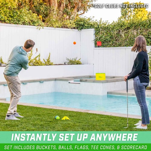 GoSports Yard Links Golf Game with 9 Buckets, Tee Markers and 6 Balls