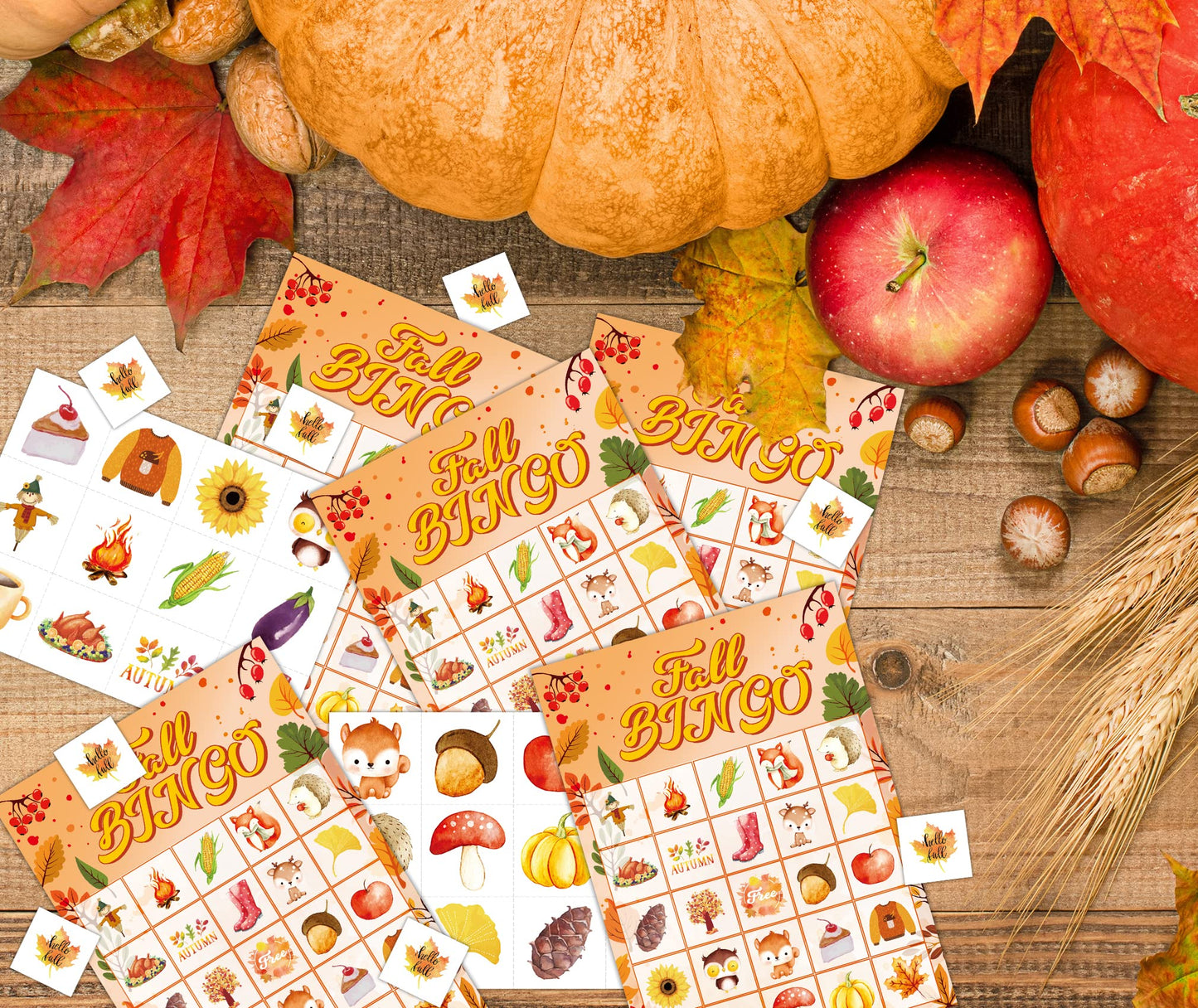 Joy Bang Fall Festival Games, Fall Bingo Cards for 24 Players Harvest Game Fall Crafts for Kids Adults Autumn Thanksgiving Party Favors Supplies Activities for Kids Family Classroom