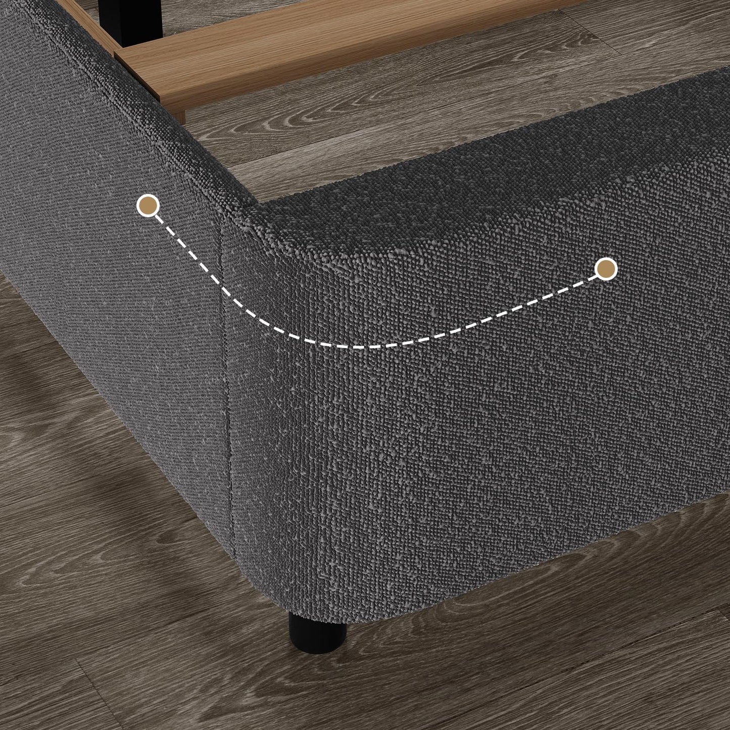 HOMBCK Twin Size Boucle Bed Frame, Upholstered Bed Frame with Rounded Headboard, Soft Modern Bed Frames with Thickened Footboard, Rounded Corners, No Box Spring Needed, Easy Assembly, Grey