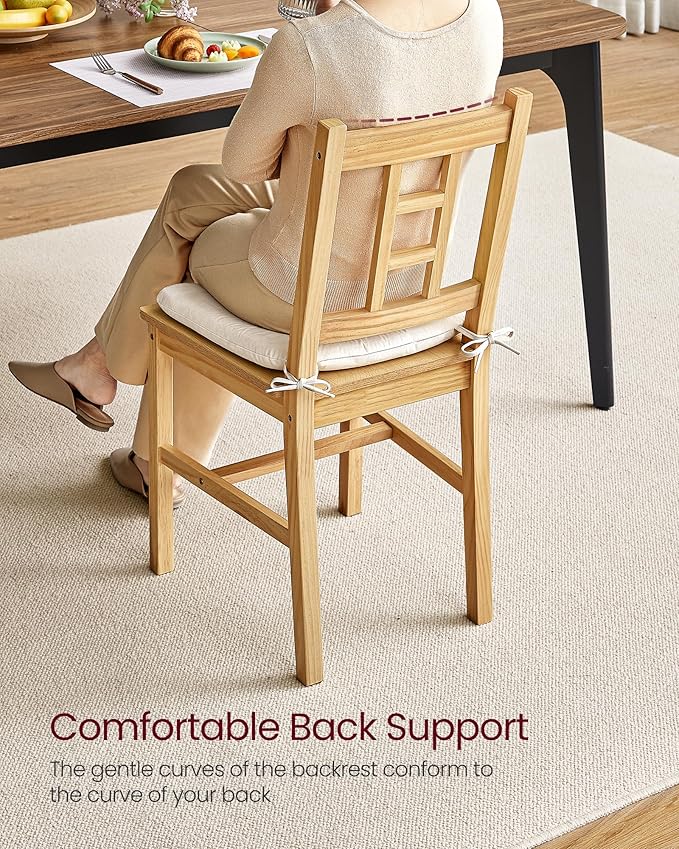 VASAGLE Wooden Dining Chairs, Set of 4, Kitchen and Dining Room Chairs, Removable Cushion, Curved Back, Each Supports 264 lb, Golden Oak UKDC150N14