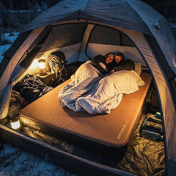 LOSTHORIZON Air & Foam Camping Mattress, Self-Inflating Sleeping Pad, 4.5" Thick, with Air Pump, Full
