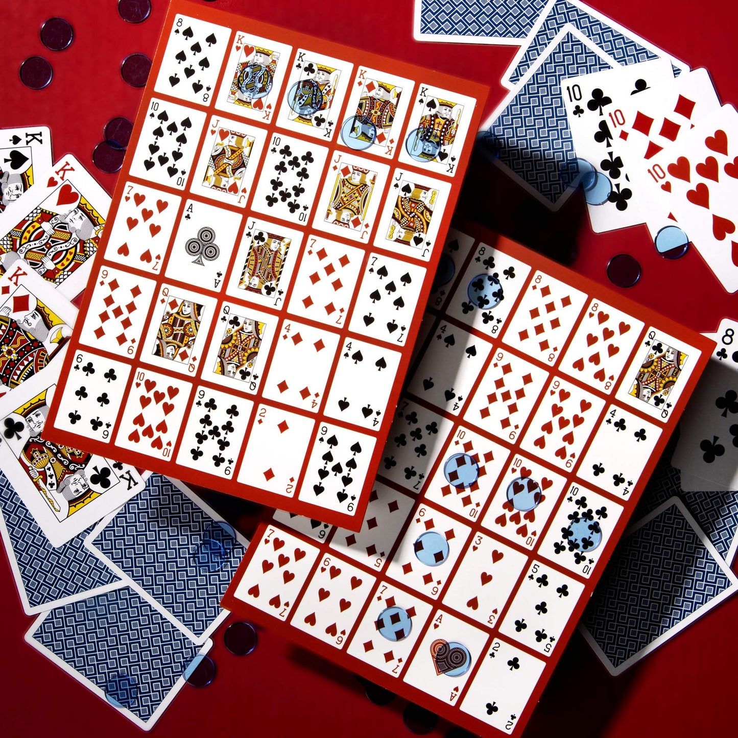 Brybelly Poker Keno Game Set with Cards and Chips - Adult Family Casino Board Game Night Gift Includes Deck of Playing Cards, 12 Boards, 200 Bingo Chips