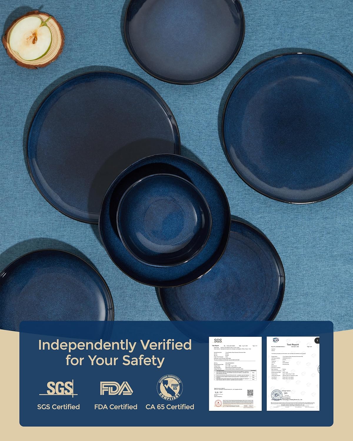 Ceramic Dinnerware Sets, Microwave Safe Plates and Bowls Sets, Kitchen Dishes Set for 4, Unbreakable & Dishwasher Safe Tableware, Everyday Use, Starry Blue