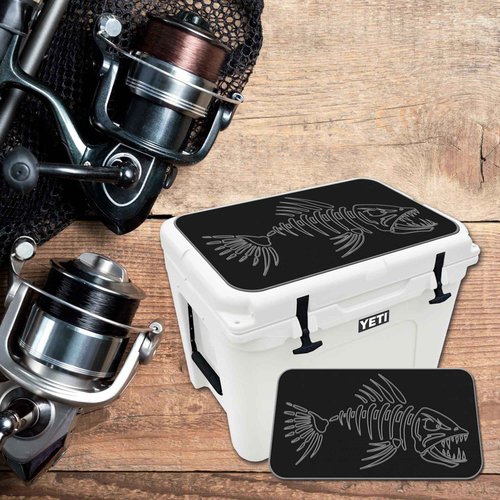 USATuff SeaDek EVA Mat Cooler Pad fits YETI 35 Tundra | Peel & Stick Application | Non Slip Comfort Accessories - Bonefish Skeleton (Black-StormGray)